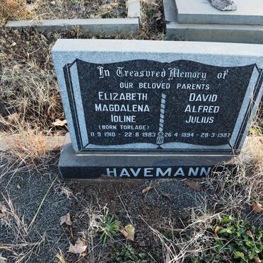 HAVEMANN David Alfred Julius 1894-1987 & Elizabeth Magdalena Ioline nee TORLAGE 1910-1983