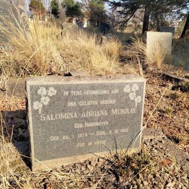 MURRAY Salomina Adriana nee HANSMEYER 1874-1935