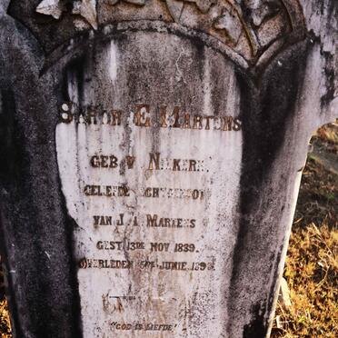 MARTENS Sarah E. nee VAN NIEKERK 1839-1893