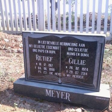 MEYER Retief 1917-1998 &amp; Cillie 1924-2014