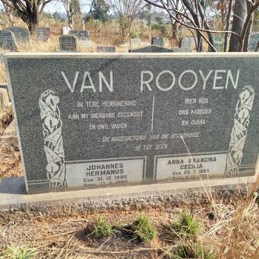 ROOYEN Johannes Hermanus, van 1895-1966 & Anna Francina Cecilia 1893-1975