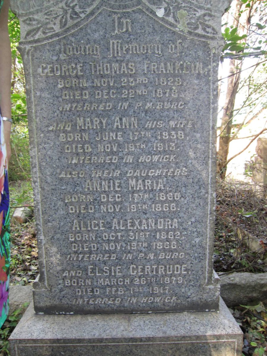 FRANKLIN George Thomas 1829-1878 & Mary Ann 1838-1913