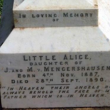 MENGERSHAUSEN Alice., v. 1887-1890