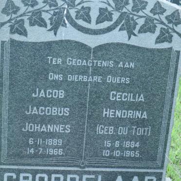 GROBBELAAR Jacob  Jacobus Johannes 1889-1966 &amp; Cecilia Hendrina DU TOIT 1884-1965