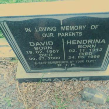 MARAIS David 1907-2000 &amp; Hendrina 1912-1998