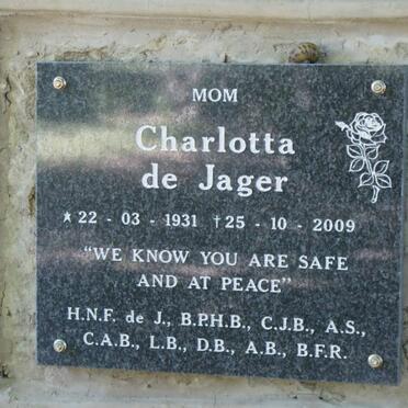 JAGER Charlotta, de  1931-2009