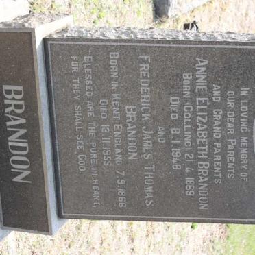 BRANDON  Frederick James Thomas 1866-1955 &amp; Annie Elizabeth GOLLING 1869-1948