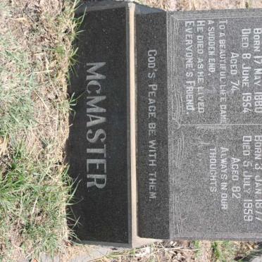 McMASTER Frederick William Carrington 1880-1954 &amp; Jessie Evelyn 1877-1959