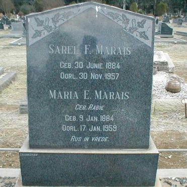 MARAIS Sarel F. 1884-1957 &amp; Marie E. RABIE 1884-1959