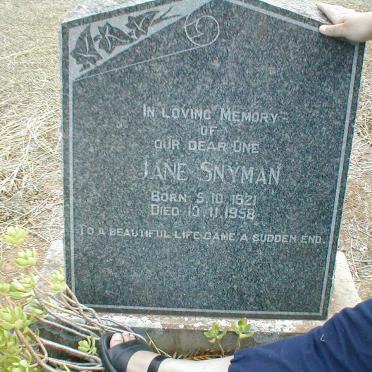 SNYMAN Jane 1921-1958