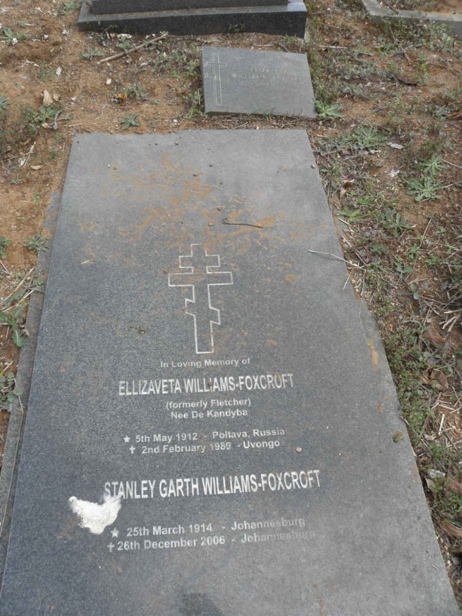 WILLIAMS-FOXCROFT Stanley Garth 1914-2006 & Ellizaveta FLETCHER nee DE KANDYBA 1912-1989