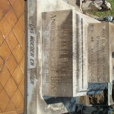 BUYS Andries Jacob 1878-1961 &amp; Hester 1886-1929