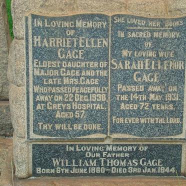 GAGE William Thomas 1860-1944 &amp; Sarah Ellenor GAGE -1931 :: GAGE Harriet Ellen -1938