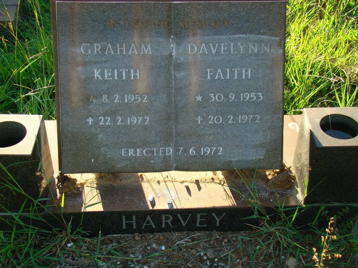 HARVEY Graham Keith 1952-1972 &amp; Davelynn Faith 1953-1972
