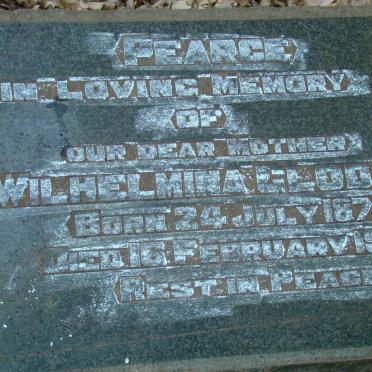 PEARCE Wilhelmina Glodina 1879-1962