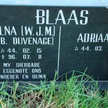 BLAAS Adriaan 1944- &amp; W.J.M. DUVENHAGE 1944-1996