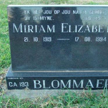 BLOMMAERT Miriam Elizabeth 1919-1994