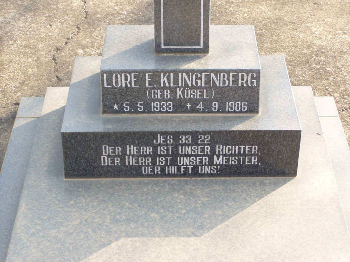KLINGENBERG Lore E. nee KÜSEL 1933-1986