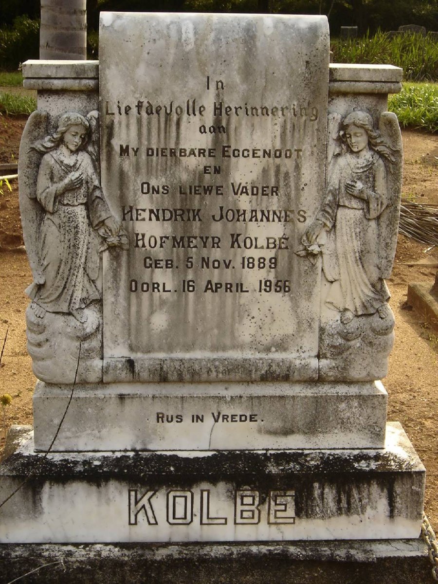 KOLBE Hendrik Johannes Hofmeyr 1889-1956