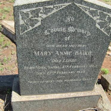BAIKIE Mary Annie nee LUND 1863-1949