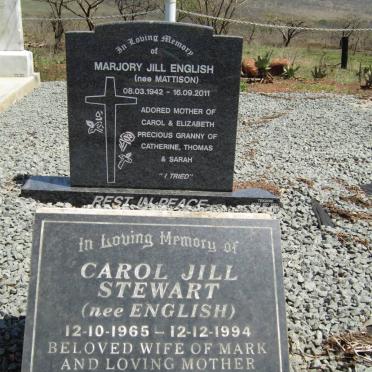 ENGLISH Marjory Jill nee MATTISON 1942-2011 :: STEWART Carol Jill nee ENGLISH 1965-1994