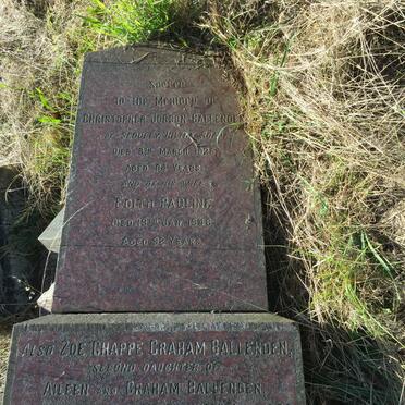 BALLENDEN Christopher Jobson 1841-1925 &amp; Edith Pauline 1853-1946 :: BALLENDEN Zoe Chappe Graham 1925-1926