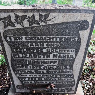 BOSHOFF Elizabeth Maria 1912-1926