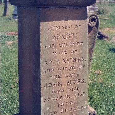 BAYNES Mary previously MOSS -1874