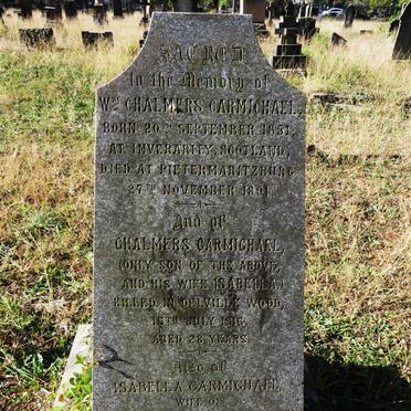 CARMICHAEL Wm Chalmers 1851-1891 :: CARMICHAEL Chalmers -1916 :: CARMICHAEL Isabella -1941 
