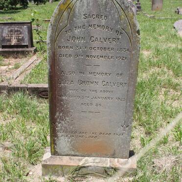 CALVERT John 1834-1921 &amp; Eliza Brown -1925