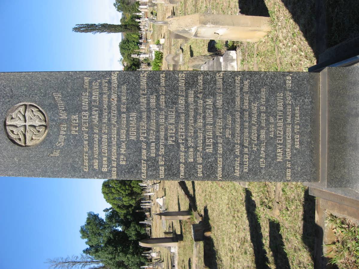 DAVIS Peter 1837-1919 & Mary Elizabeth -1929 :: DAVIS Norman 1885-1885 :: DAVIS Peter Noel 1888-1892