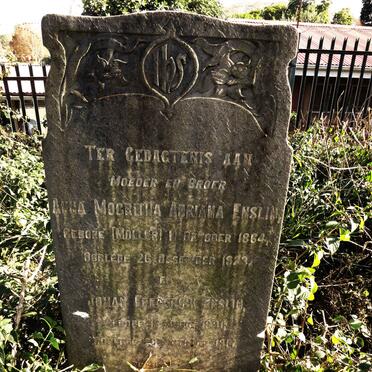 ENSLIN Anna Mogritha Adriana nee MOLLER 1864-1923 :: ENSLIN Johan Frederick 1891-1912