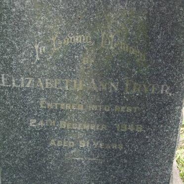 FRYER John William -1929 &amp; Elizabeth Ann -1946