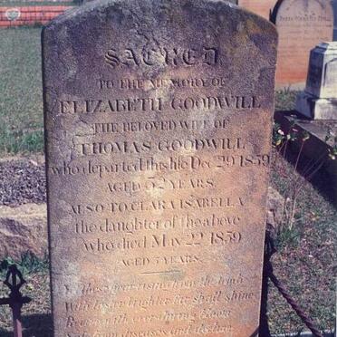 GOODWILL Elizabeth -1859 :: GOODWILL Clara Isabella -1859