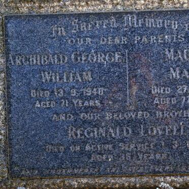 LOVELL Archibald George William -1940 &amp; Maude Mary -1953 :: LOVELL Reginald -1945