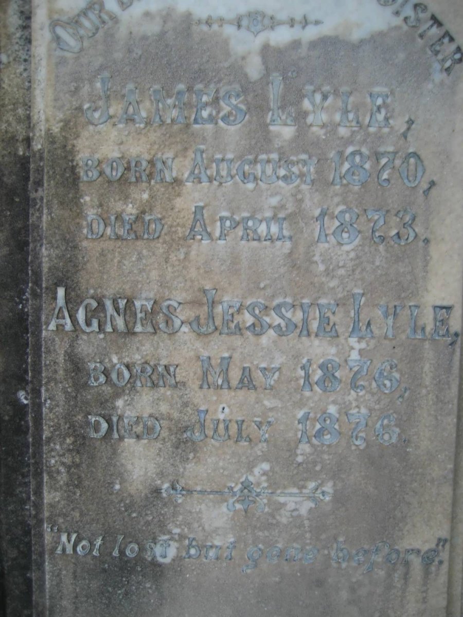 LYLE James 1870-1873 :: LYLE Agnes Jessie 1876-1876