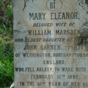 MARSDEN Mary Eleanor nee GARNER -1892