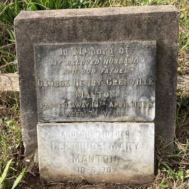 MANTON George Henry Grenville -1965 & Gertrude Mary -1978