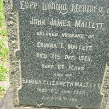 MALLETT John James -1928 &amp; Ermina Elizabeth -1947