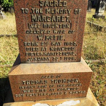 MCFIE Margaret nee BRUNTON 1853-1908 :: MCFIE Thomas Thomson -1884