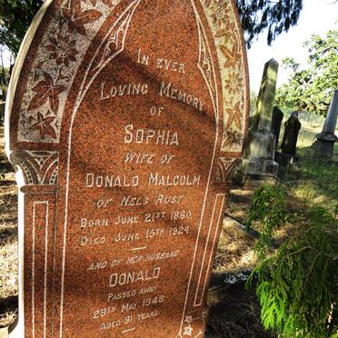 MALCOLM Donald -1948 & Sophia 1860-1924 : MALCOLM George 1887-1911 :: MALCOLM Reginald Donald 1882-1925 :: MALCOLM Evelyn William 1884-1925 _1