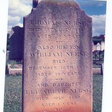 NURSE Thomas -1887 :: NURSE William -1858 :: NURSE Elizabeth -1850