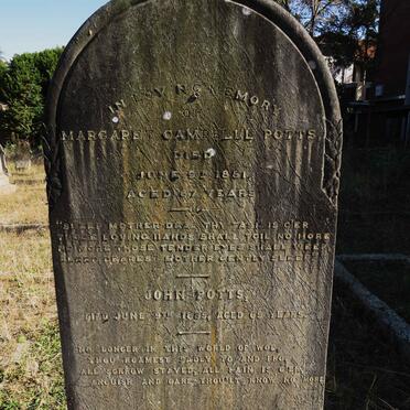 POTTS John -1885 & Margaret Campbell -1881