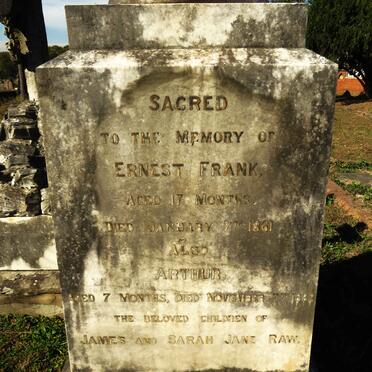 RAW Sarah Jane -1899 :: RAW Ernest Frank -1861 :: RAW Arthur -1862 :: RAW Walter _1