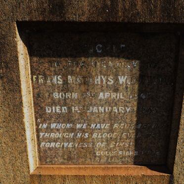 WOLHUTER Frans Matthys -1903