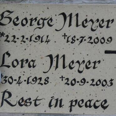 MEYER George 1914-2009 &amp; Lora 1928-2003