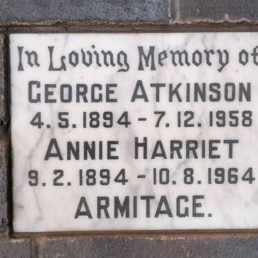 ARMITAGE George Atkinson 1894-1958 & Annie 1894-1964