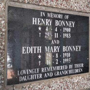 BONNEY Henry 1900-198 & Edith Mary 1910-1993