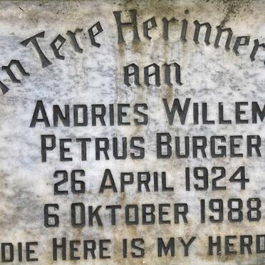 BURGER Andries Willem Petrus 1924-1988