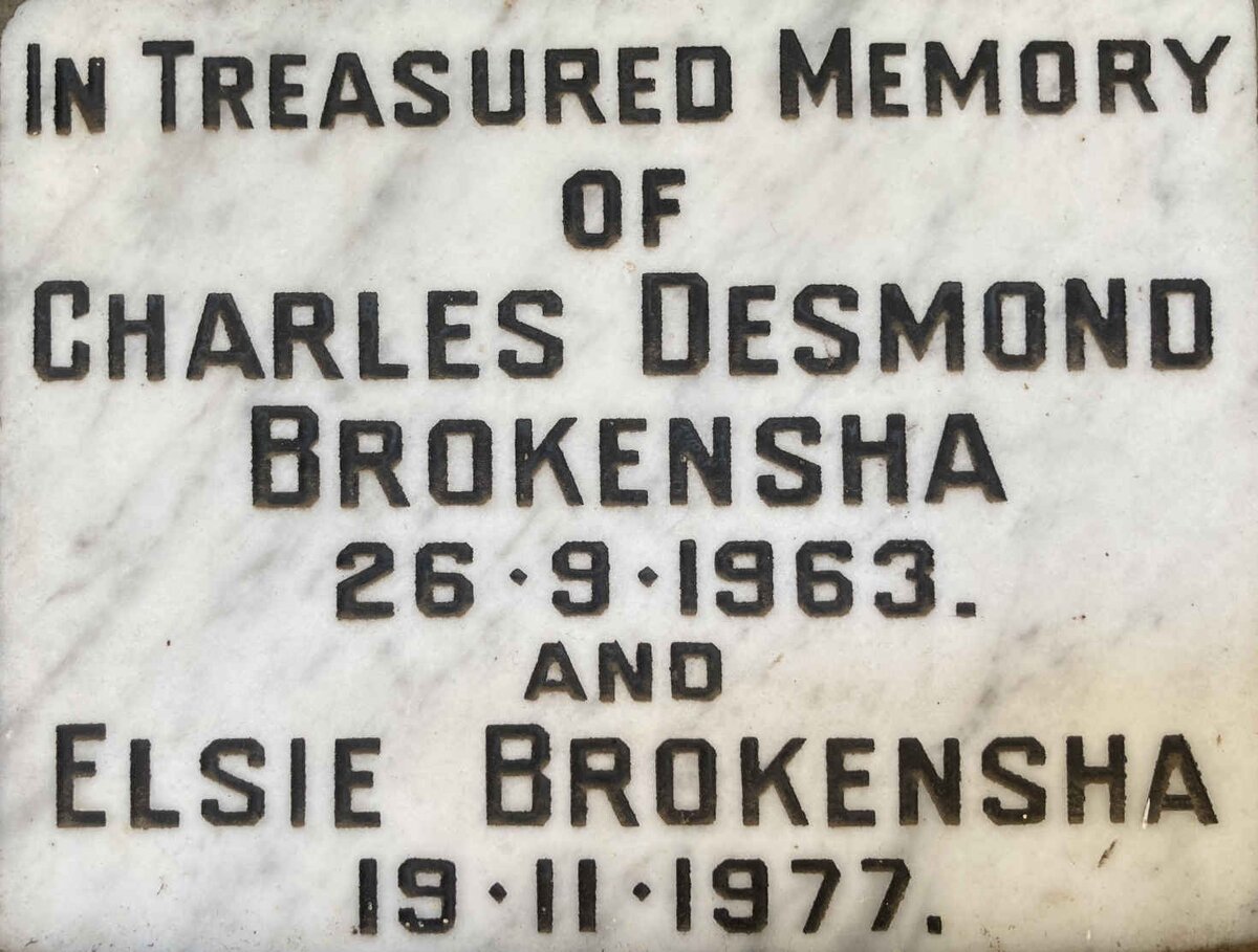 BROKENSHA Charles Desmond -1963 & Elsie -1977
